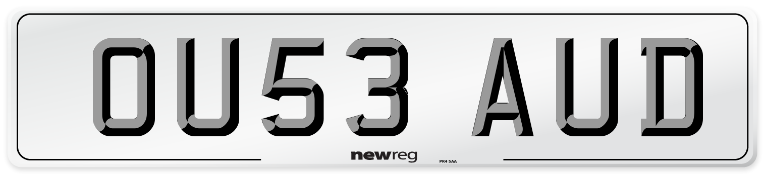 OU53 AUD Number Plate from New Reg